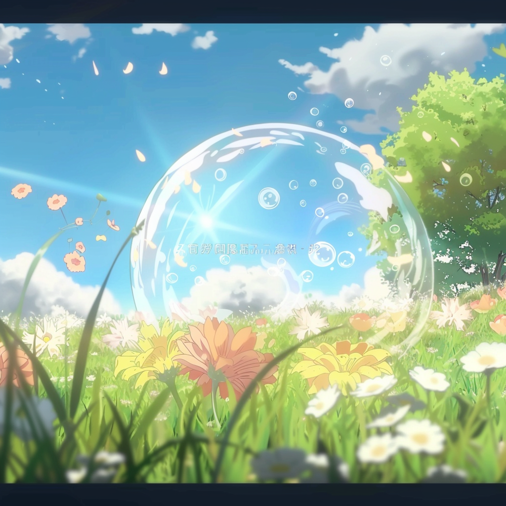 Sunlit Pastel Bubble Meadow